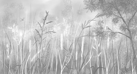 Фотообои De-Art Летний луг фреска серый цвет